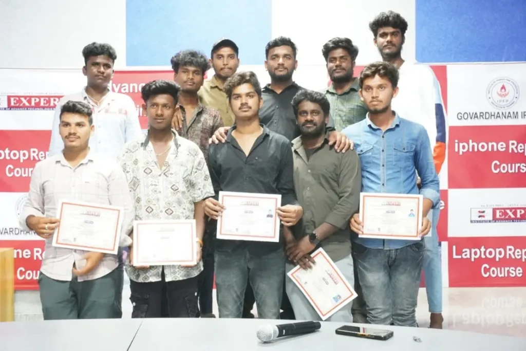 Students photo after completion of mobile repairing course