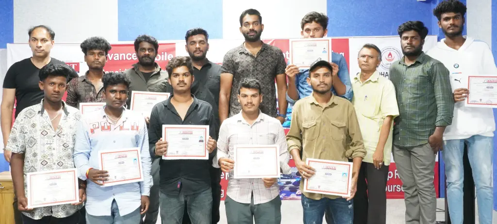 Mobile repair training students